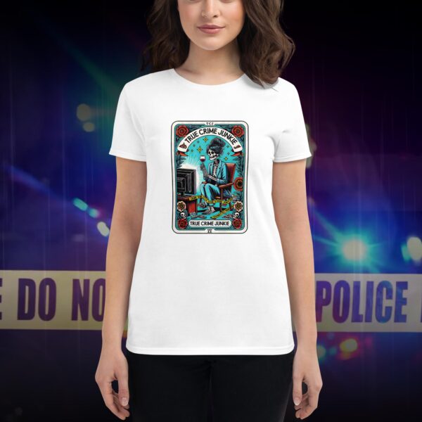 True Crime Junkie Tarot Card Design Women’s Short Sleeve T-Shirt - Image 2