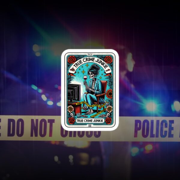 True Crime Junkie Tarot Card Design Bubble-Free Stickers - Image 2