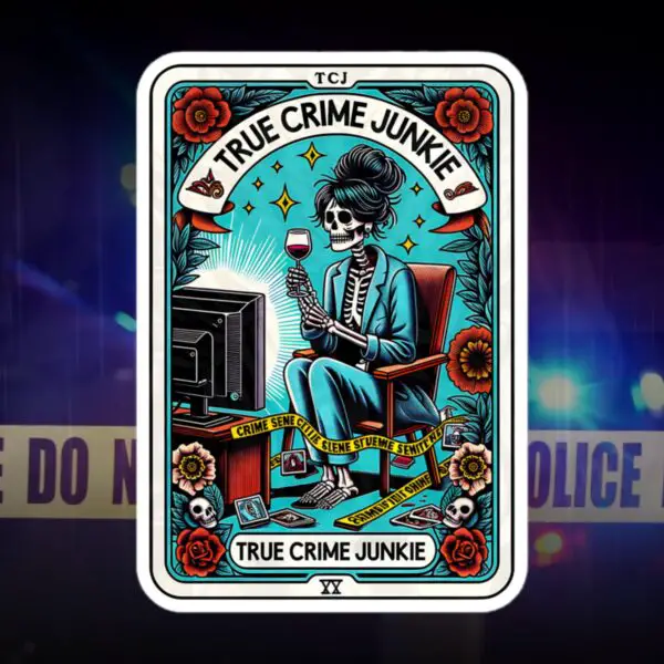 True Crime Junkie Tarot Card Design Bubble-Free Stickers