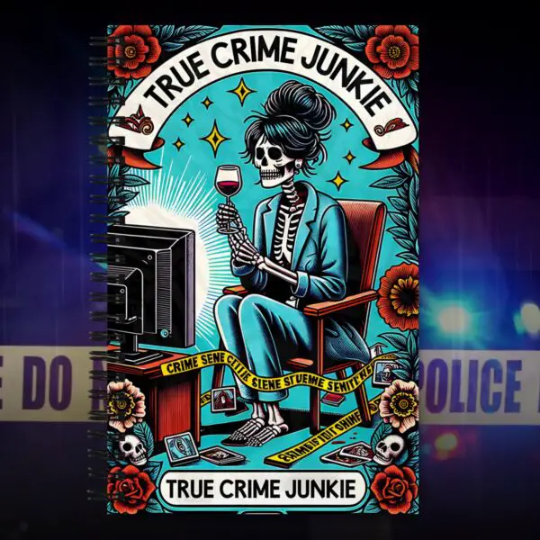 True Crime Junkie Tarot Card Design Spiral Notebook